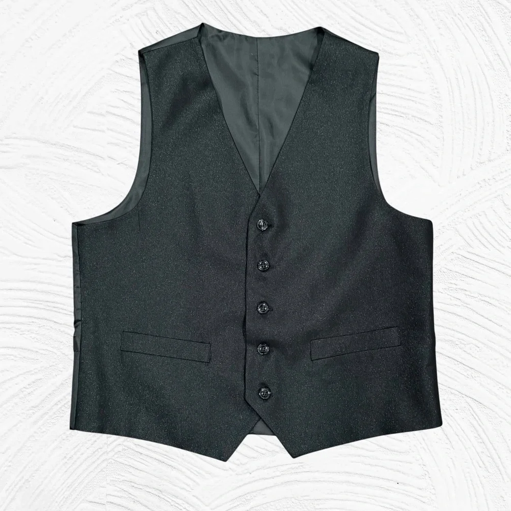 Alain Dupetit 3 Piece Suit Black Shimmer Slim 38S  32x35(unhemmed) Tetron Rayon